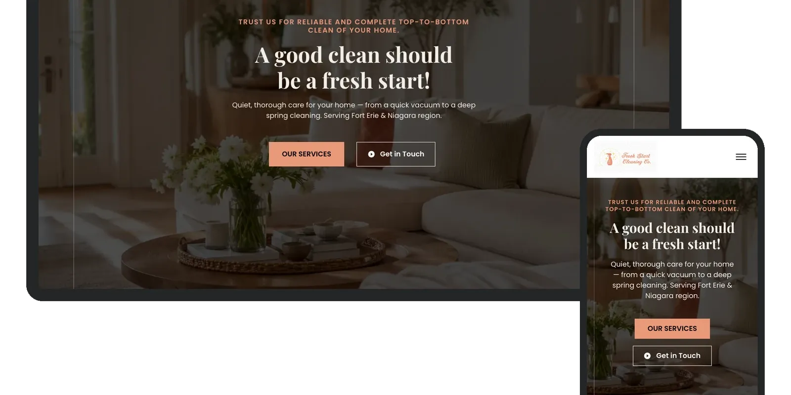 The Fresh Start Cleaning Co. website, freshstartcleaningco.ca